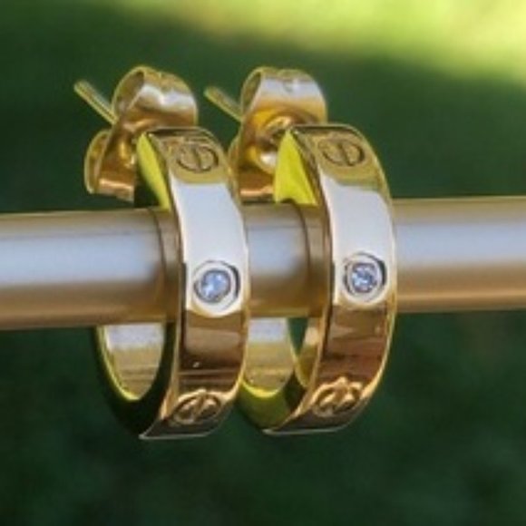 Love Screw Diamond Silver Stainless Steel  Earrings - Picture 4 of 6